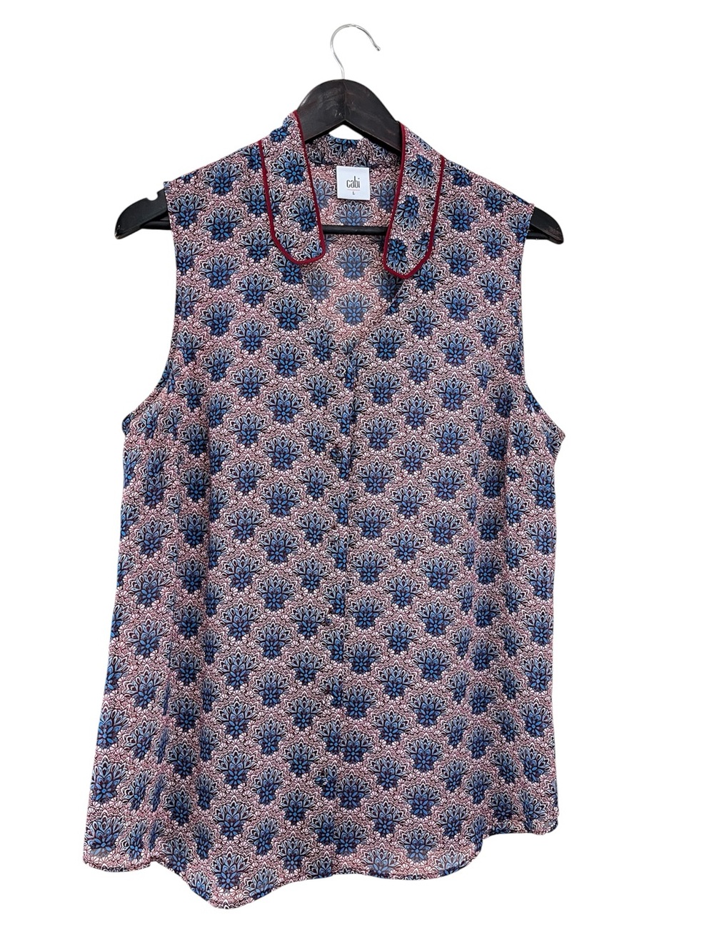 CAbi Sleeveless Fan Blouse - Moroccan Geometric Print